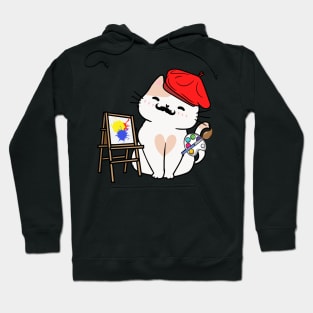 Funny white cat is a painter Hoodie